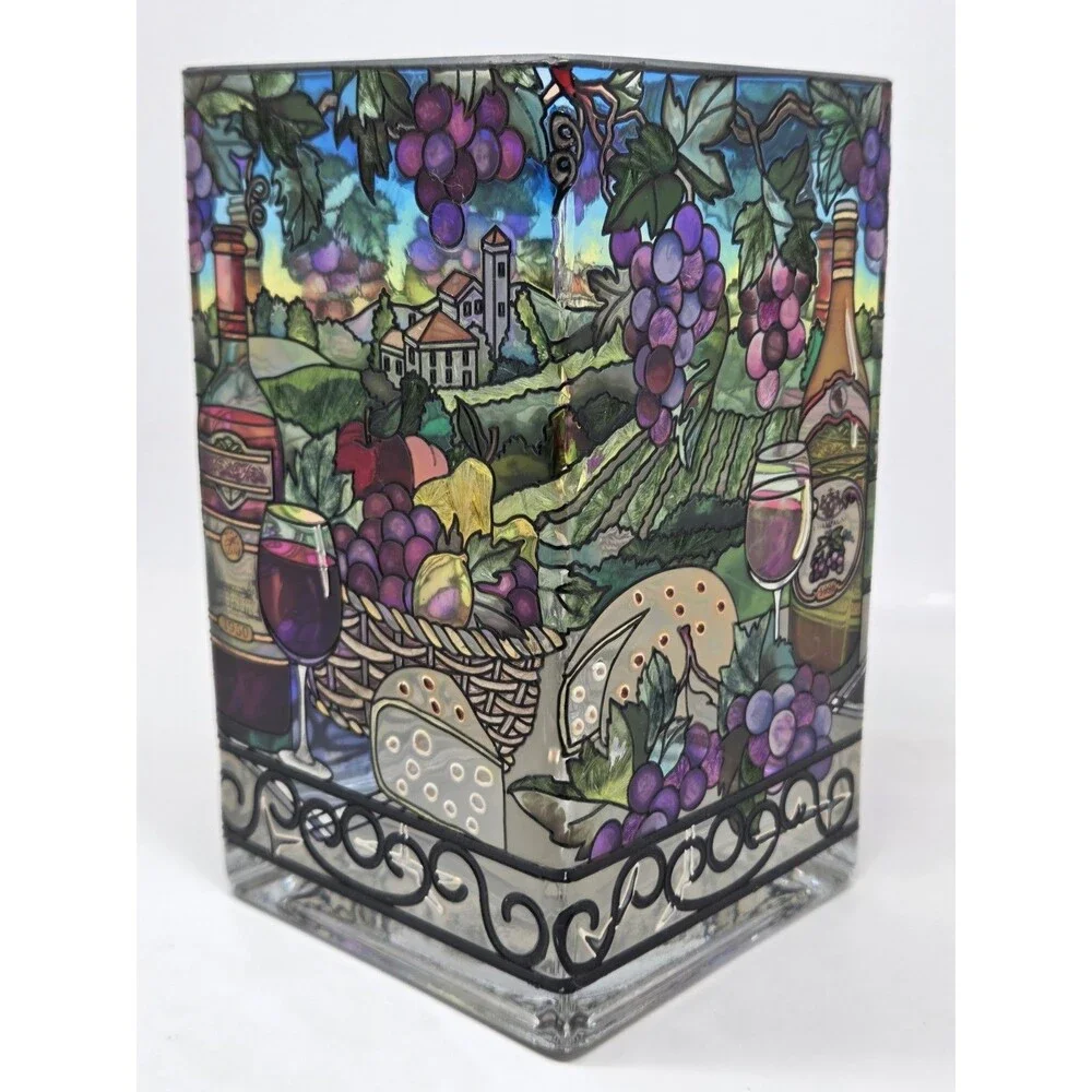 Amia Studios Wine Country Stained Glass Vase 6x4